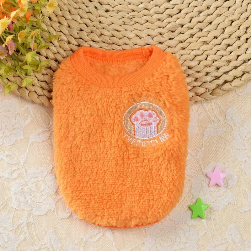 Cartoon Print Plush Vest for Small Animals & Kittens