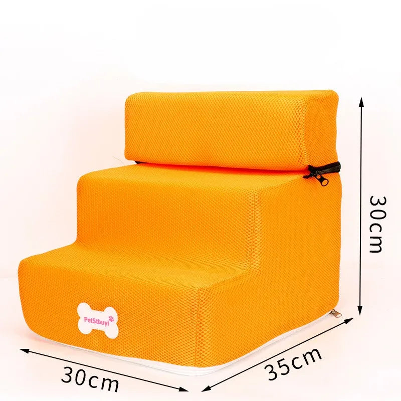 Anti-Slip Pet Stairs with Removable Washable Cover – 2 or 3 Step Ramp for Dogs & Cats