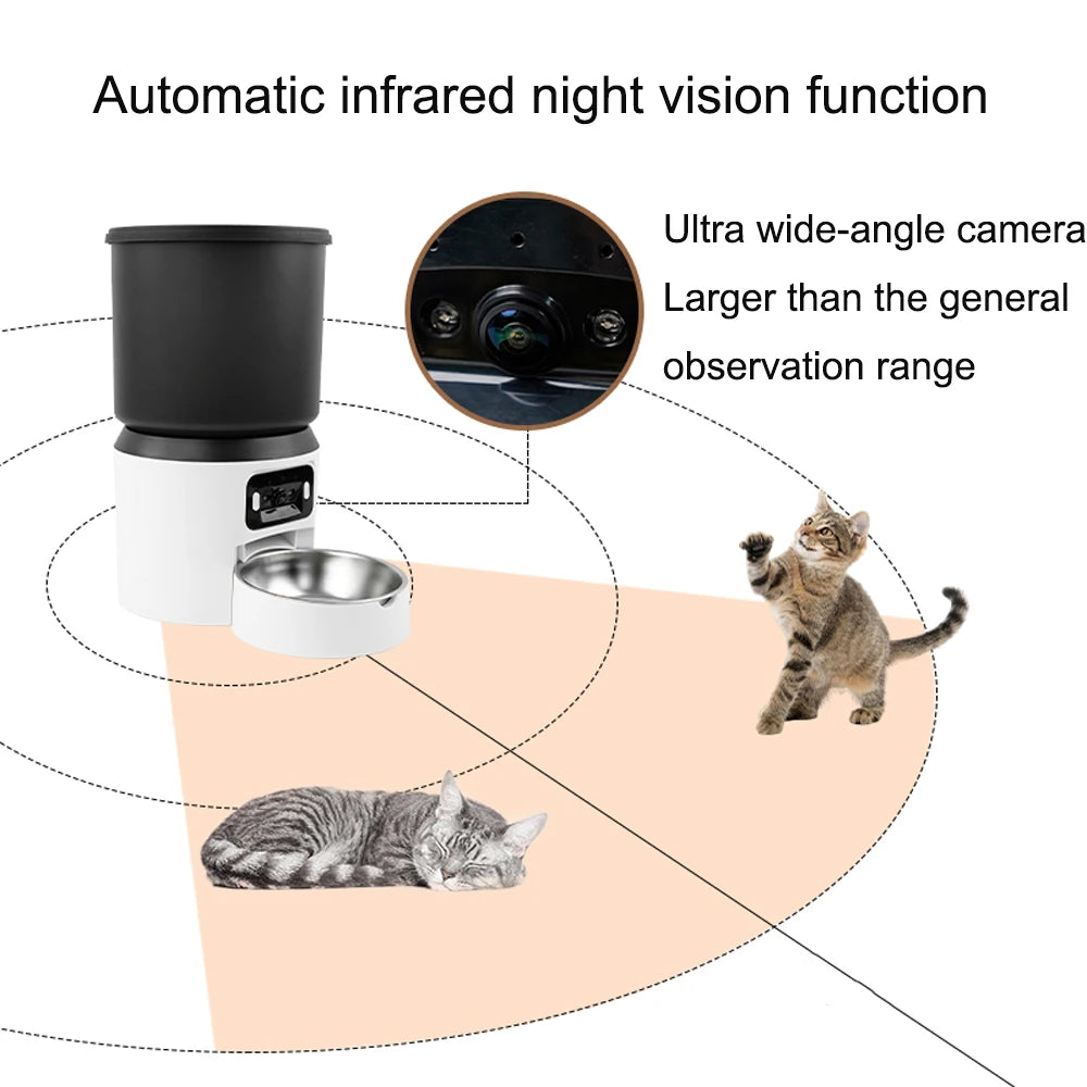 4L Smart Automatic Pet Feeder with HD Camera & Two-Way Audio