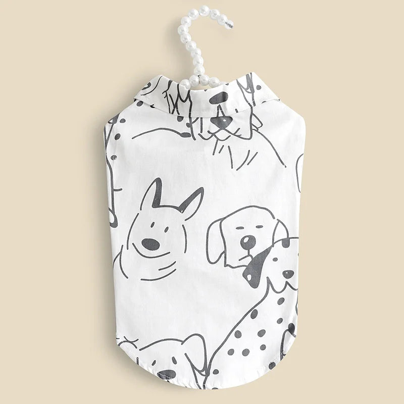 Cartoon Print T-Shirt for Cats & Small Dogs