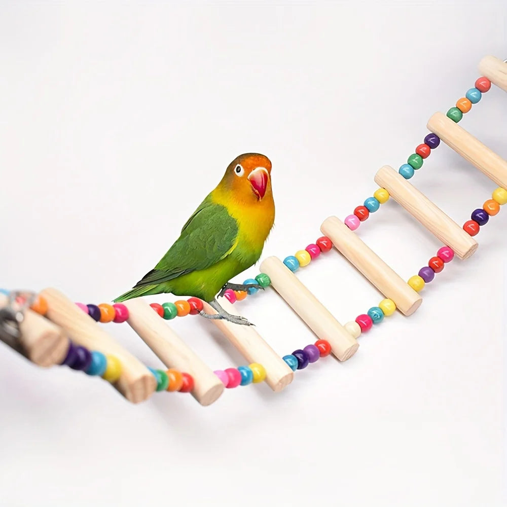 Pont-échelle pour oiseaux – Jouet à grimper et à bascule à plusieurs niveaux pour oiseaux de petite à moyenne taille