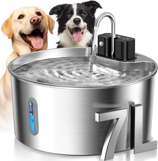 Fontaine à eau sans fil en acier inoxydable de 7 L pour chat — Sans fil intérieur