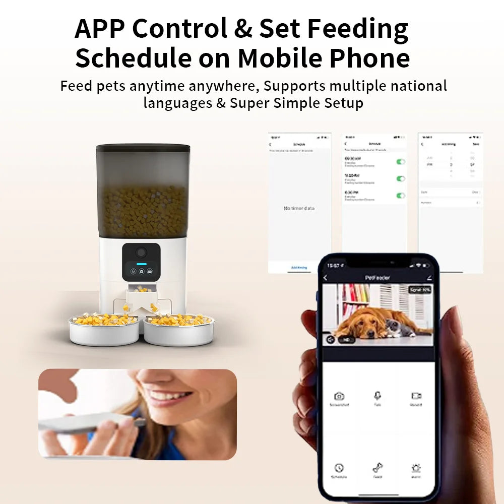 Smart Automatic Pet Feeder with WiFi Camera - 7L Capacity