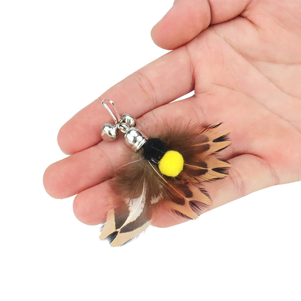 Cat Toy Replacement Heads – Feather Bug Wand Accessories (5pcs)