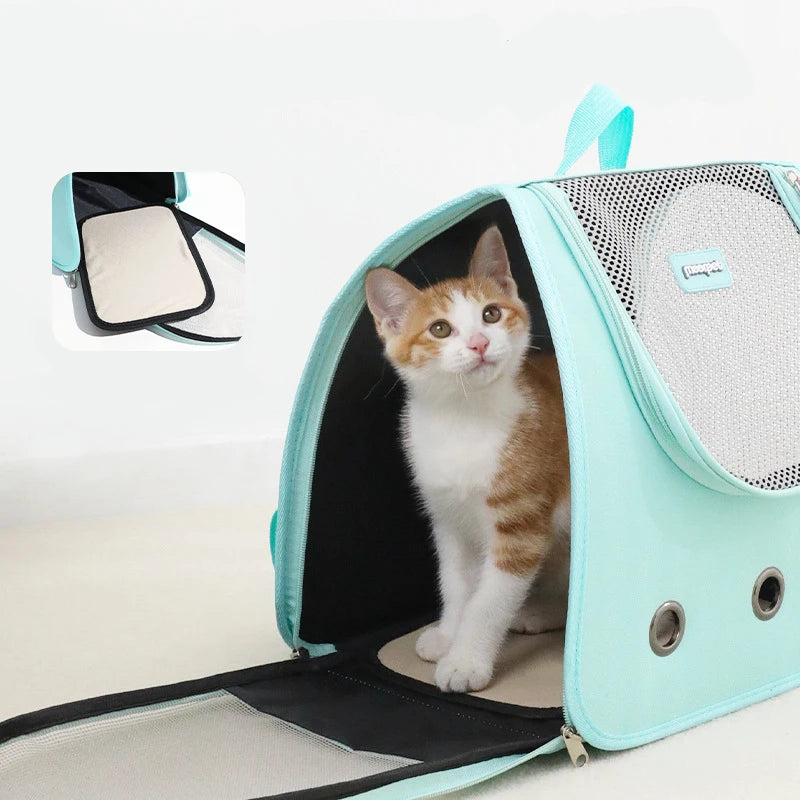 Foldable Pet Travel Backpack - Breathable Carrier for Cats & Small Dogs
