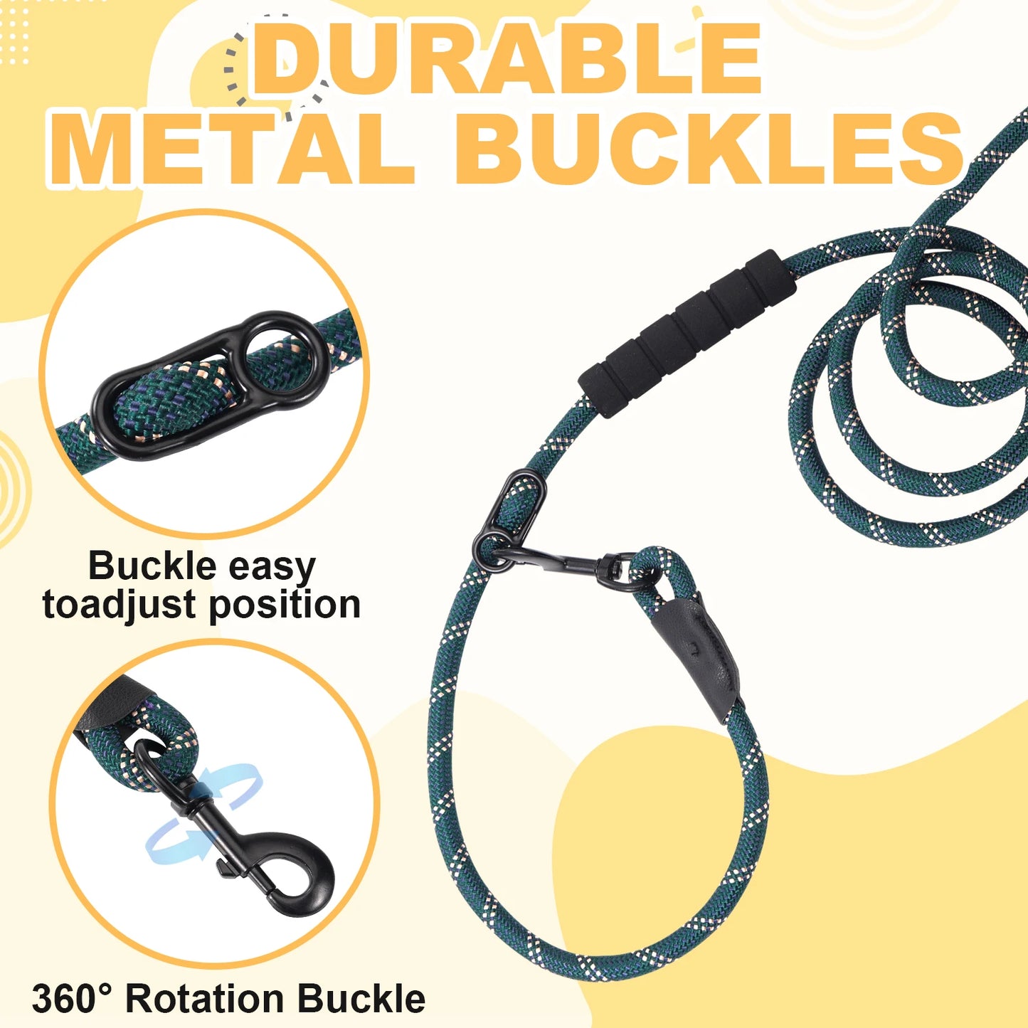 Heavy Duty Multi-Function Dog Lead with Padded Handle – 7.5ft Hands-Free
