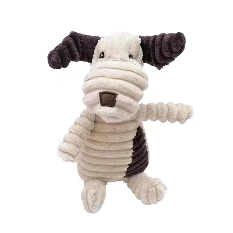 Jouet couineur en peluche pour chien - Forme d'animal en velours côtelé résistant aux morsures