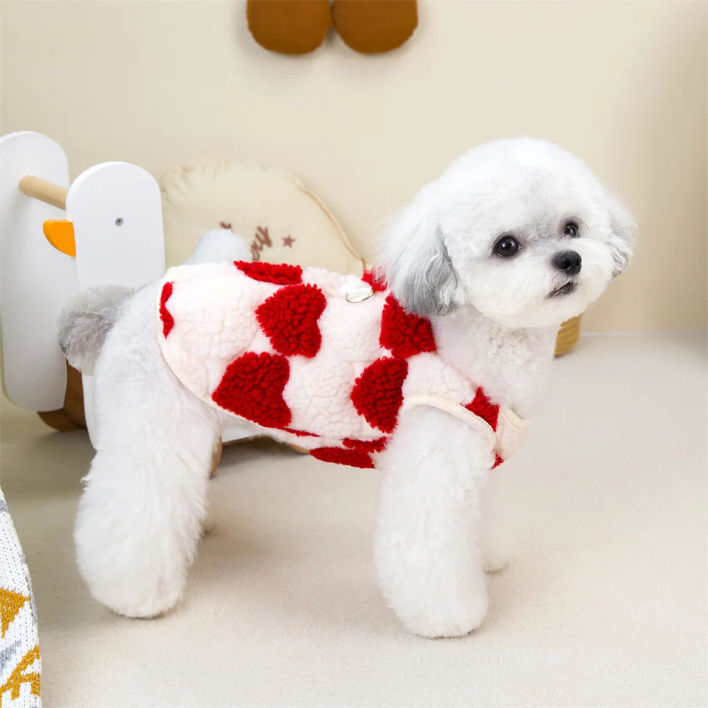 Fleece Dot Print Jacket Vest for Small Dogs & Cats