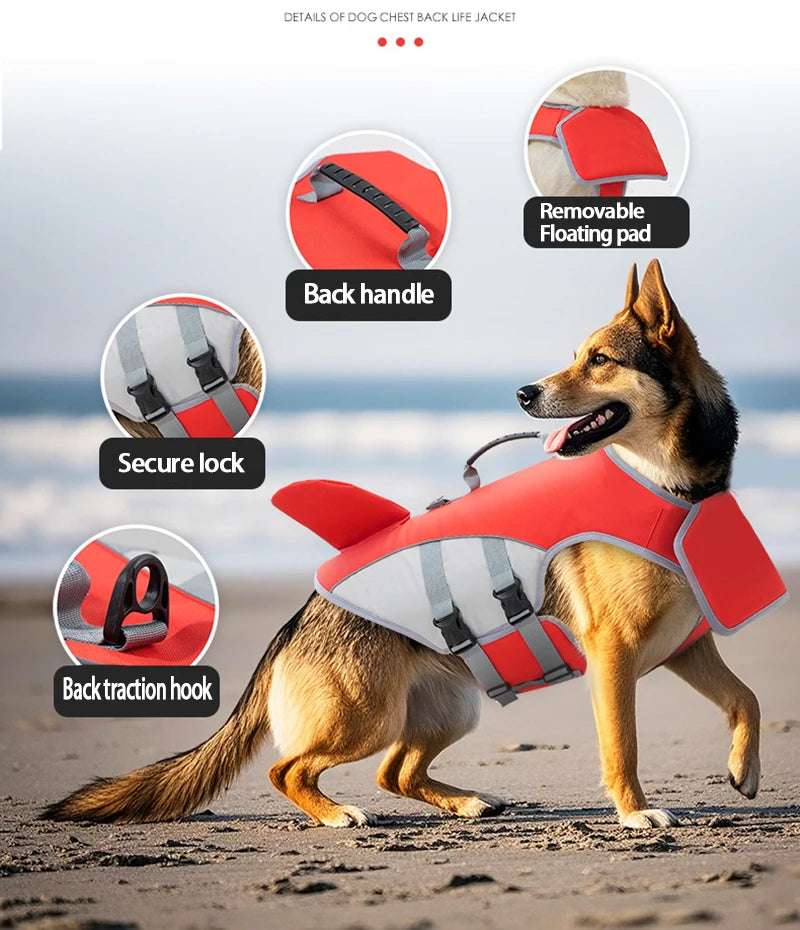 Shark Fin Dog Life Jacket Safety Swim Vest