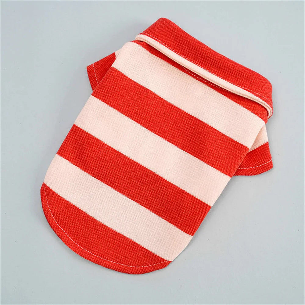Striped Polo Shirt for Cats & Small Dogs
