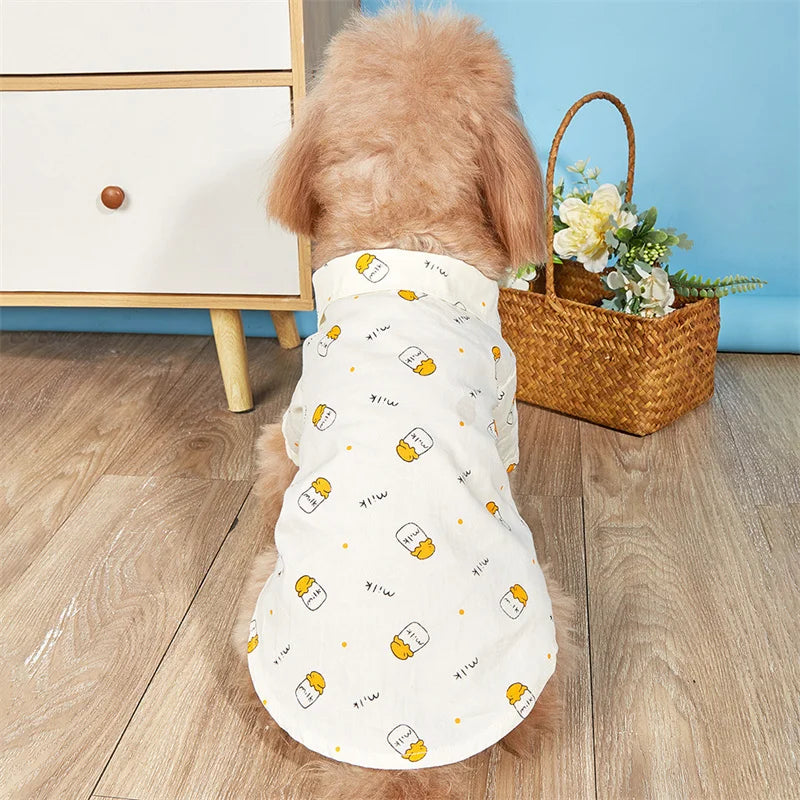 Cartoon Print T-Shirt for Cats & Small Dogs