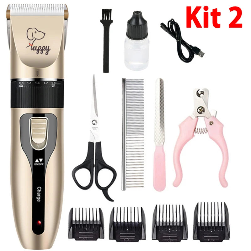 Professional Rechargeable Pet Grooming Clipper Kit for Dogs & Cats