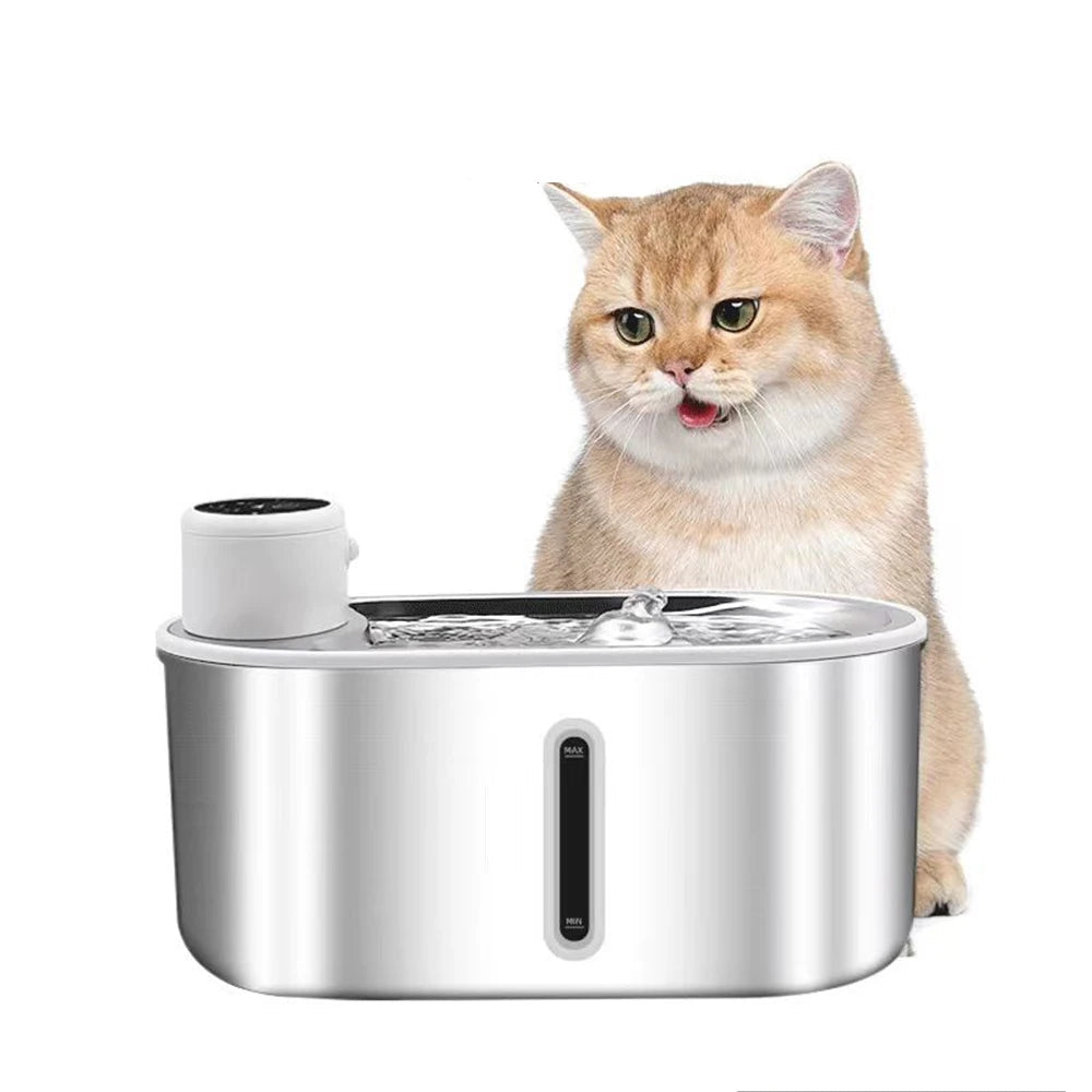 Fontaine à eau intelligente automatique pour chat - Distributeur d'eau pour animaux de compagnie sans fil à détection infrarouge 3L