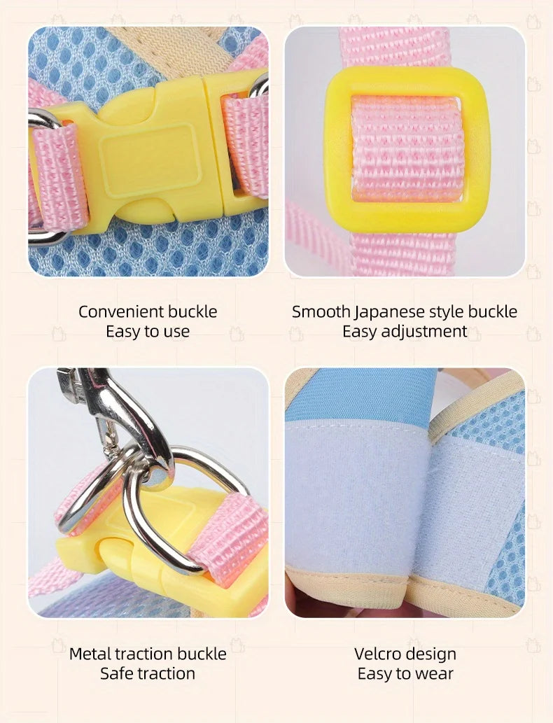 Breathable Mesh Pet Harness and Leash Set