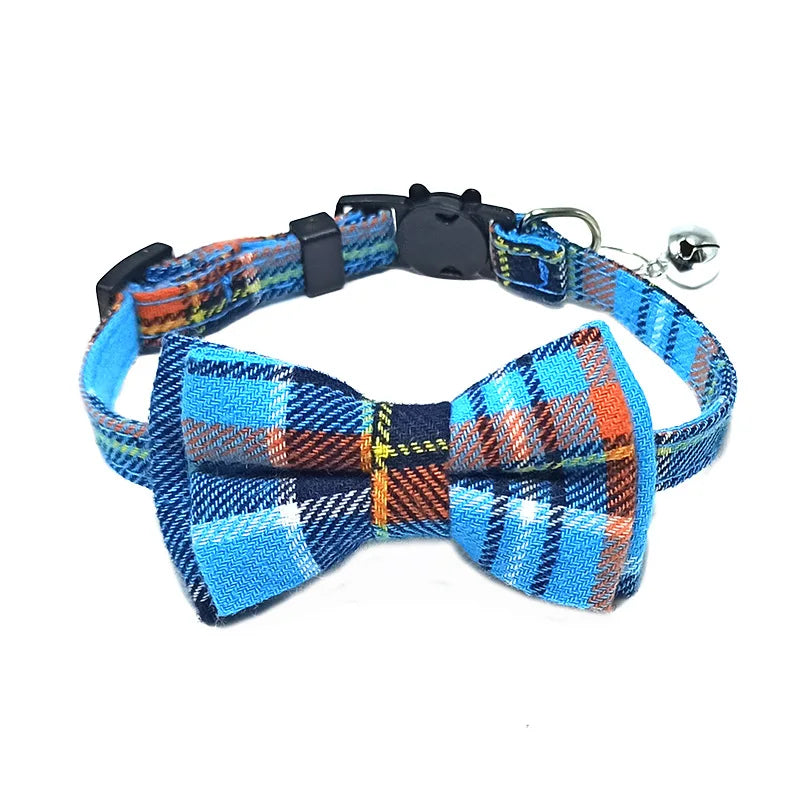 Collier pour chat sécurisé avec nœud papillon et clochette - Motif écossais