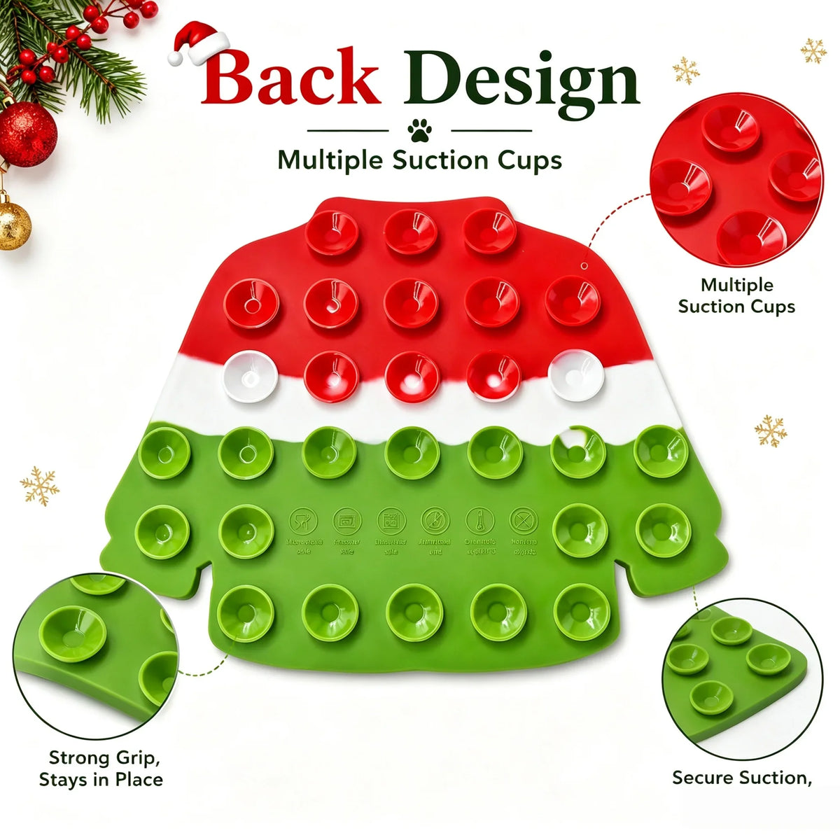 Christmas Sweater Shaped Wall-Mount Silicone Lick Mat for Dogs
