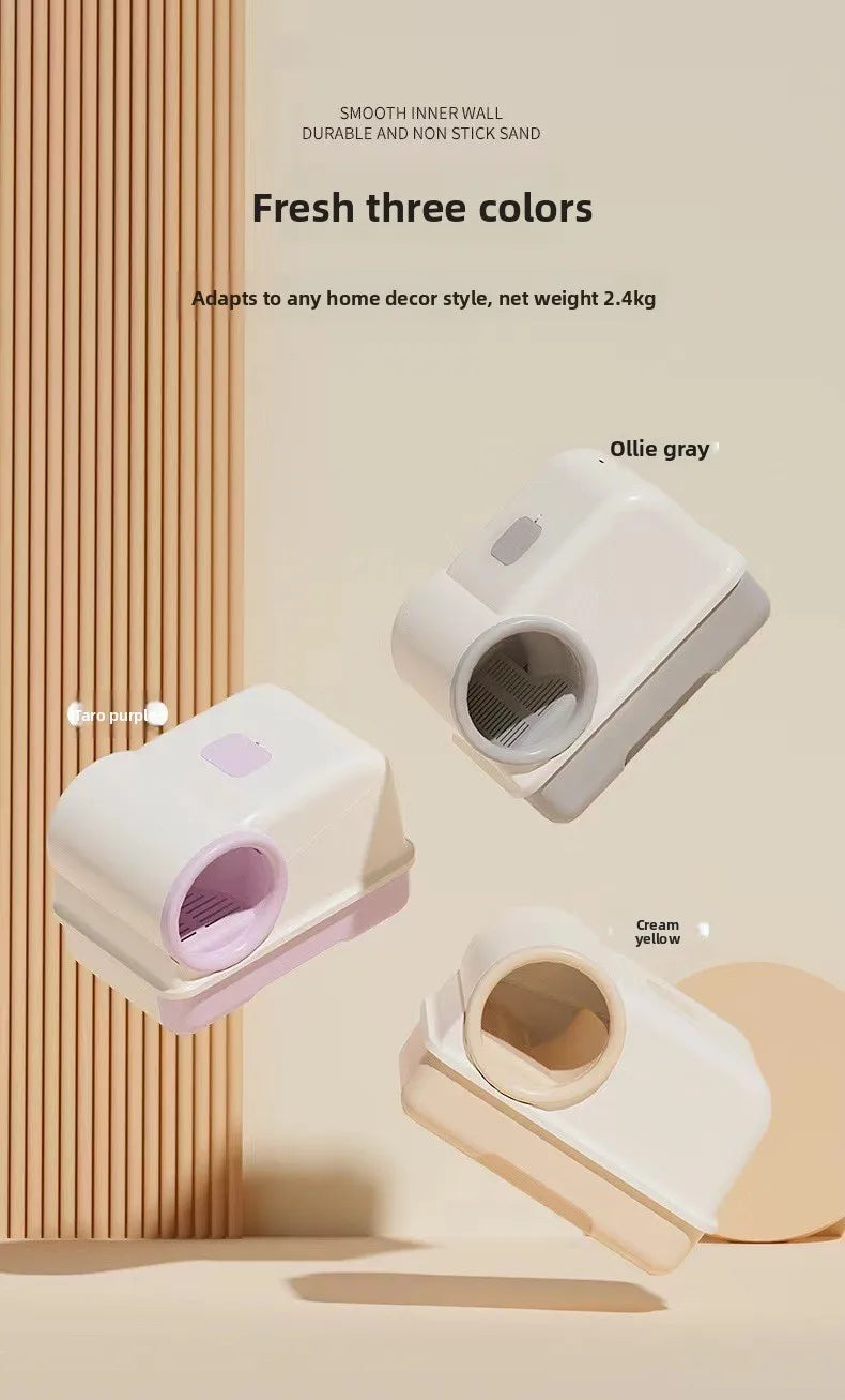 Extra Large Enclosed Self-Cleaning Cat Litter Box — Anti-Splash Foldable Drawer & Odour Control
