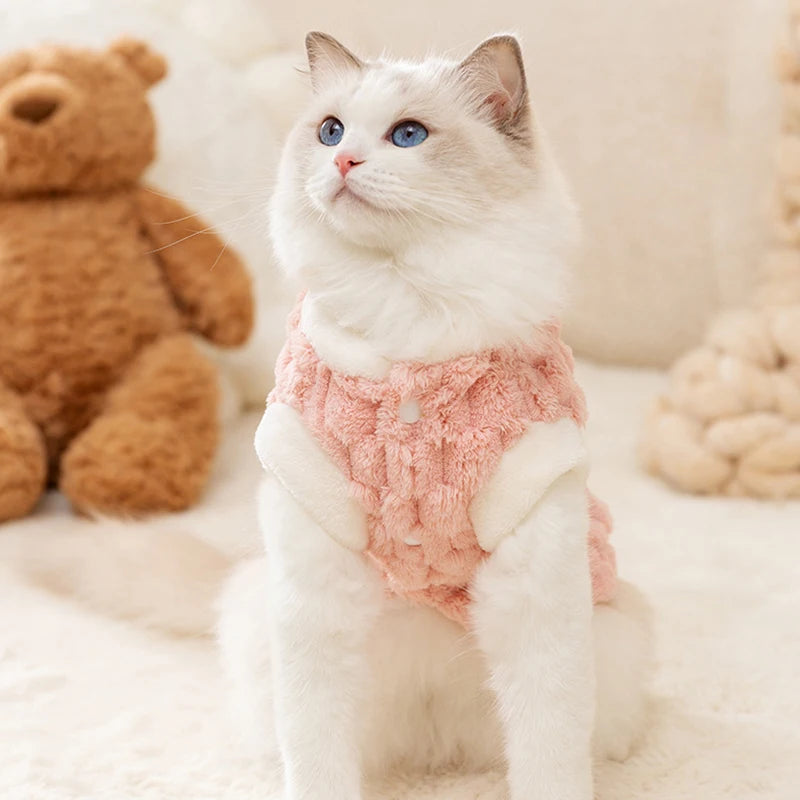 Fleece Button Jacket for Cats & Small Dogs