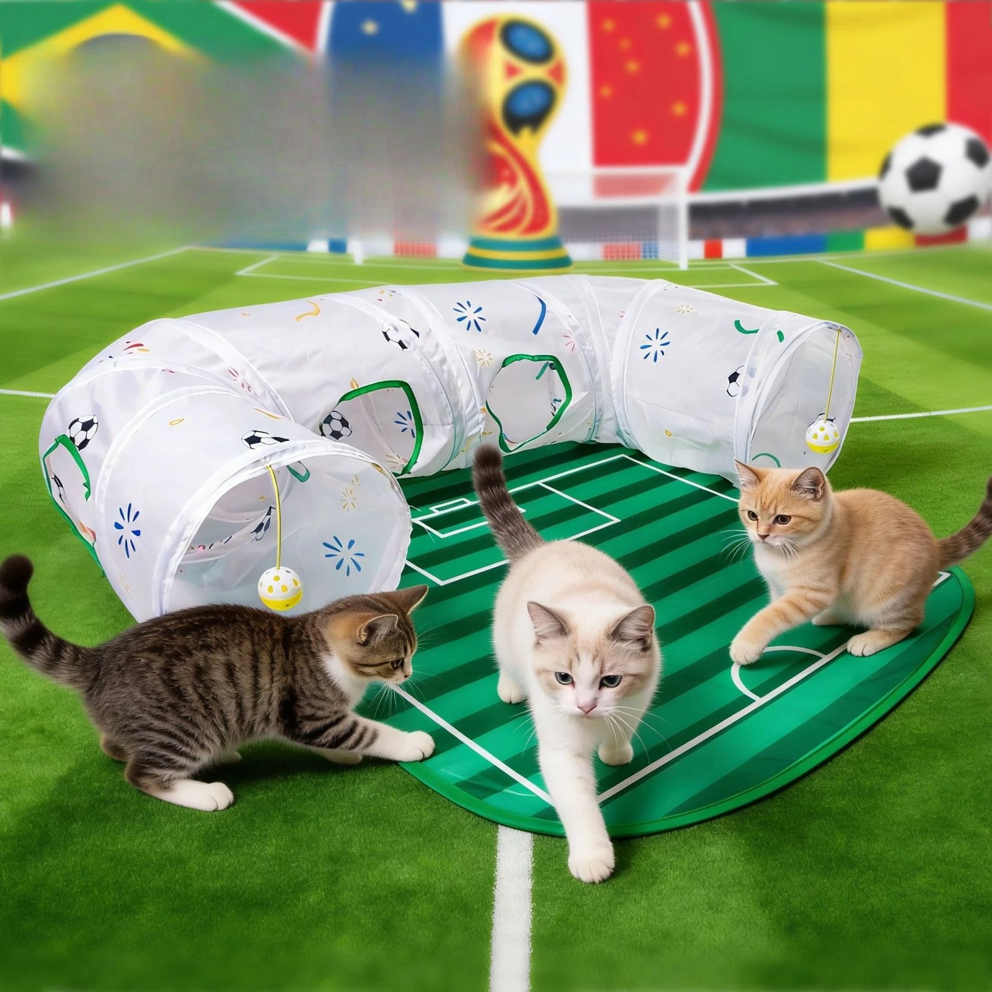Football Field Cat Tunnel Toy