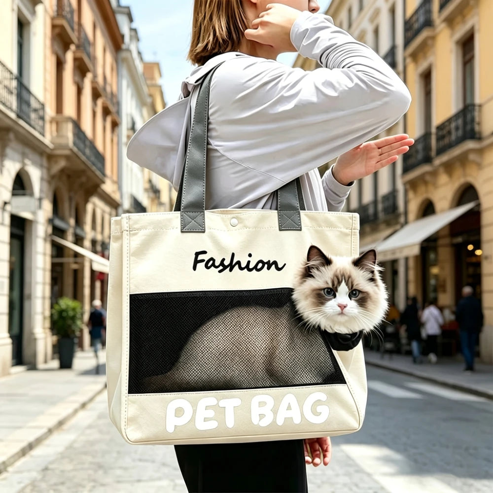Breathable Canvas Carrier Bag for Cats & Small Dogs