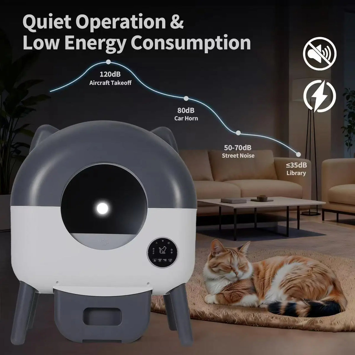 HAUSPROFI 89L Self-Cleaning Cat Litter Box | 8 Safety Sensors | 13L Bin | ≤35dB | Fragrance Compartment | App