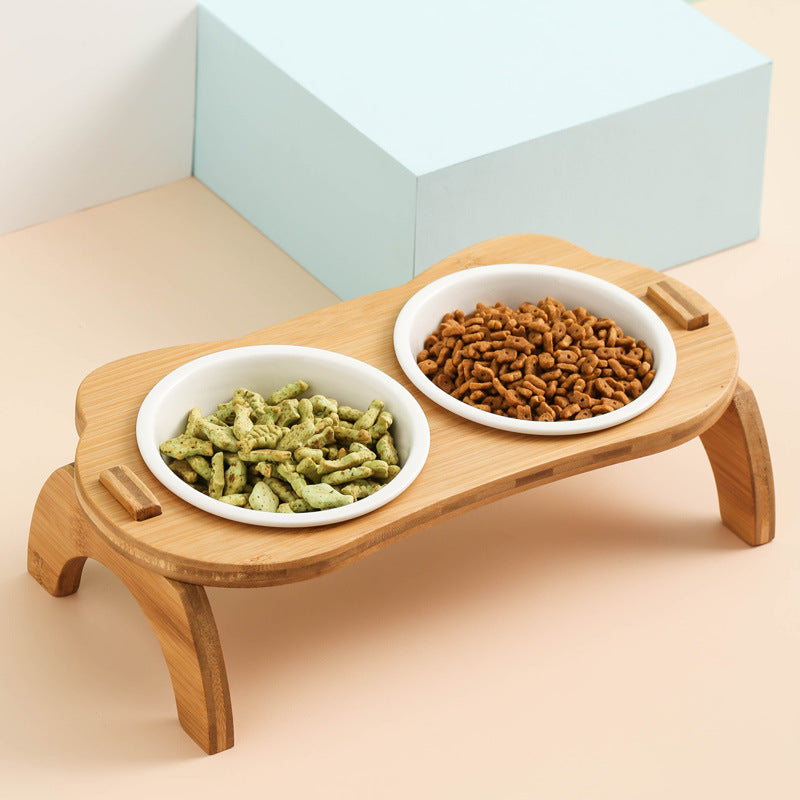 Gamelles surélevées pour chats - Gamelles surélevées en bambou pour chats et petits chiens