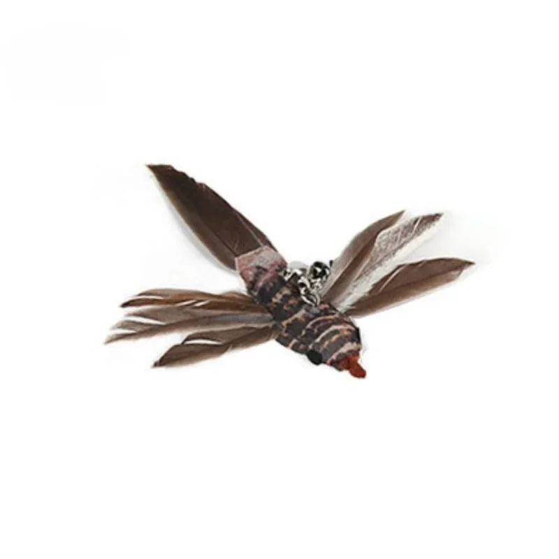 Feather Wand Cat Toy with Bell & Worm String - Interactive Teaser Set