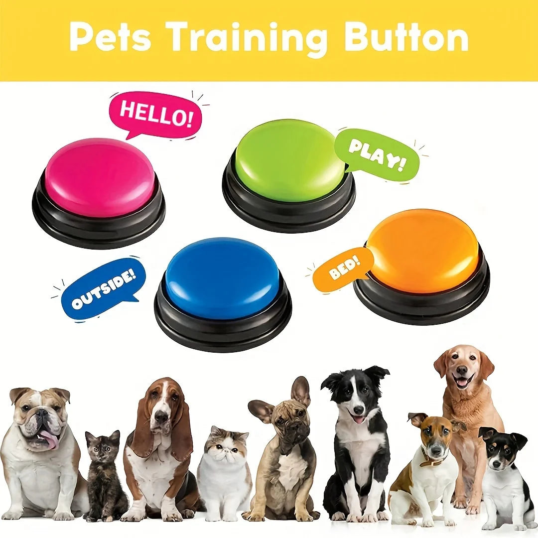 Boutons de communication pour animaux de compagnie - 4 buzzers enregistreurs vocaux pour chiens