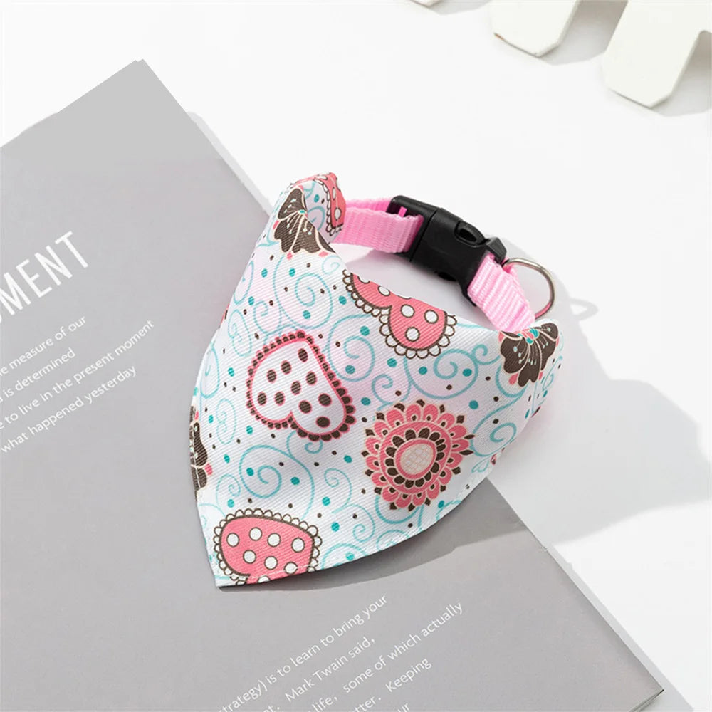 Cute Print Cat Dog Collar with Bandanas for Small Dogs Yorkshire Chihuahua Puppy Triangular Bandage Pet Accessories Supplies