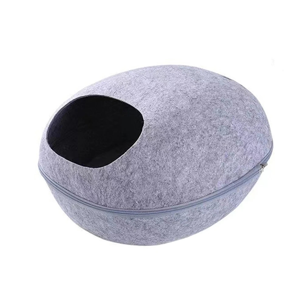 Egg-Shaped Felt Cat Bed with Mattress