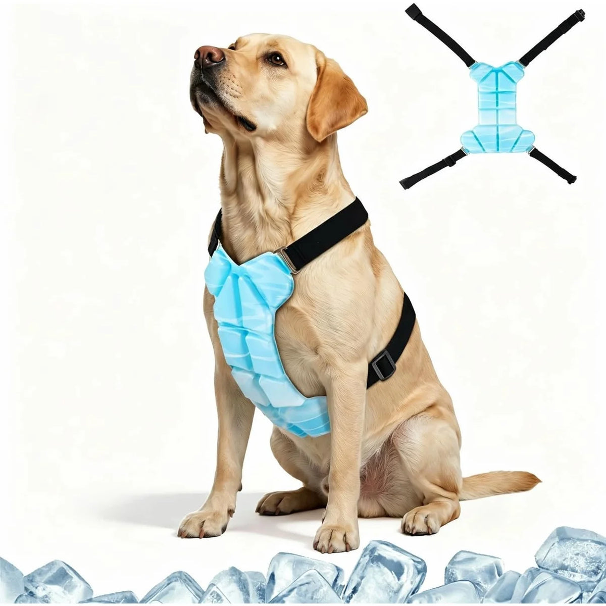 Reusable Gel Dog Cooling Harness Vest with Elastic Straps — Lightweight Summer Cooler