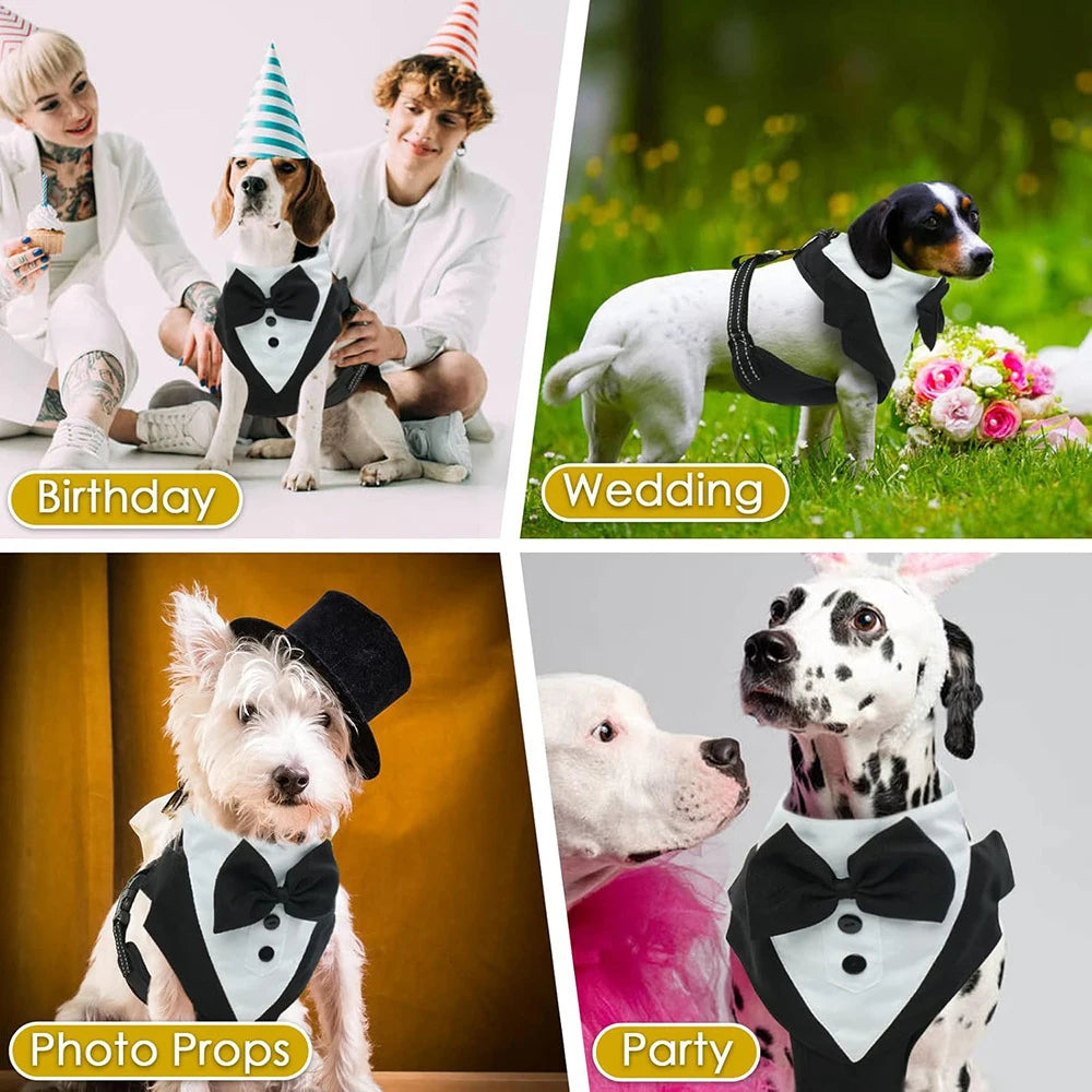 Tuxedo Dog Harness Vest with Bow Tie & D-Ring