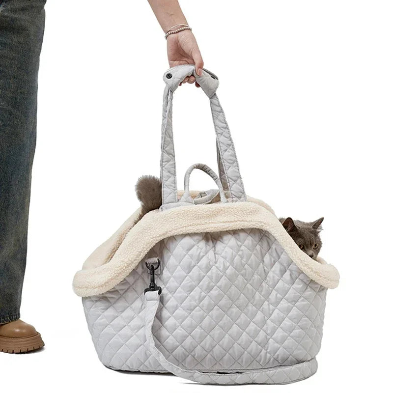 Plush Pet Carrier Handbag for Cats & Small Dogs