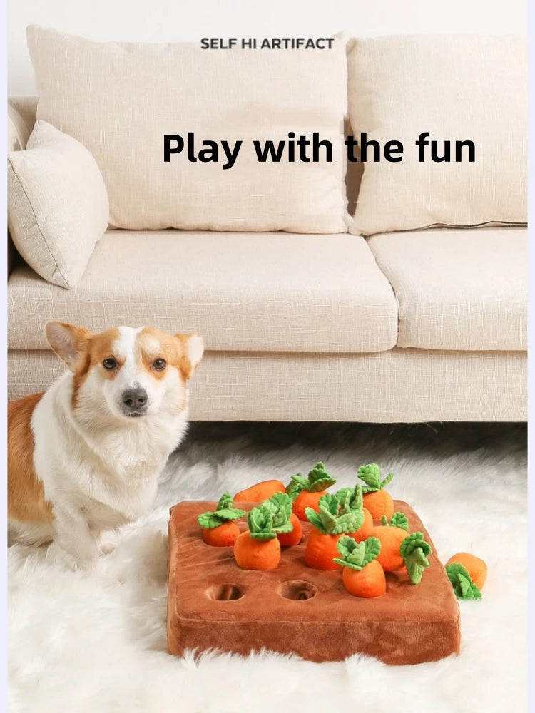 Carrot Plush Dog Puzzle & Nosework Toy