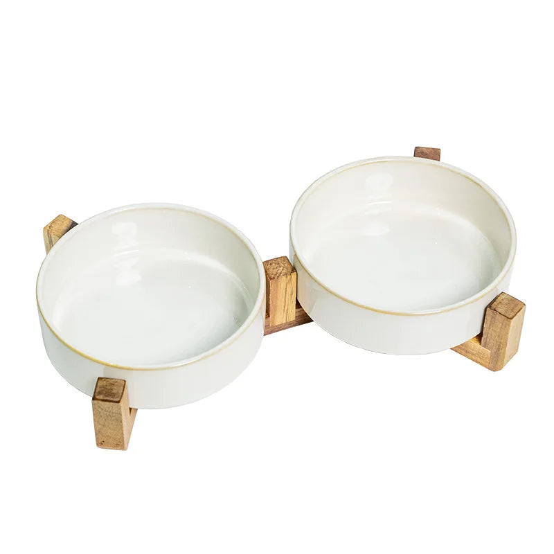 Ceramic Dog Bowl with Slow Feeder & Water Options