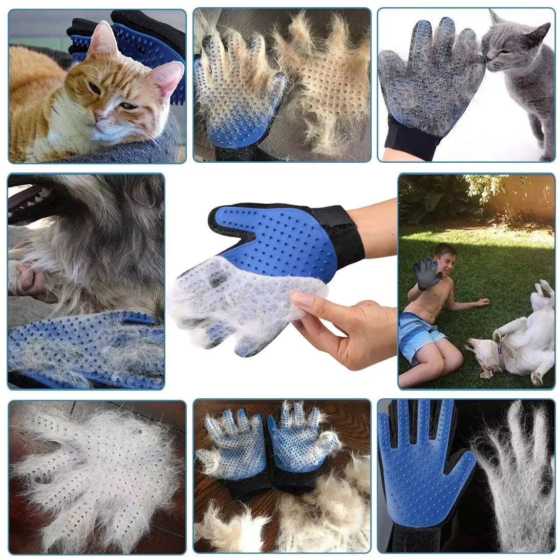 2-in-1 Grooming Glove & De-Shedding Brush for Dogs, Cats & Rabbits