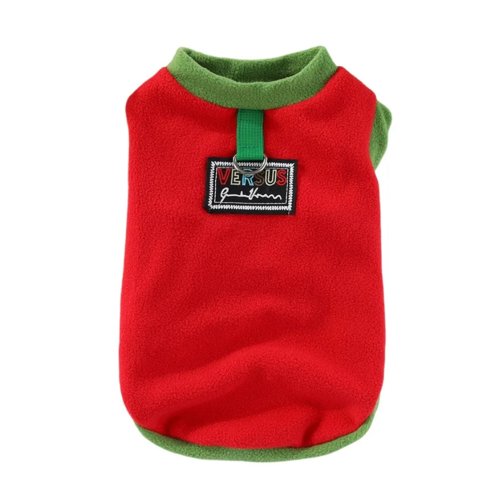 Fleece Vest Sweater with Harness Ring for Small & Medium Dogs & Cats