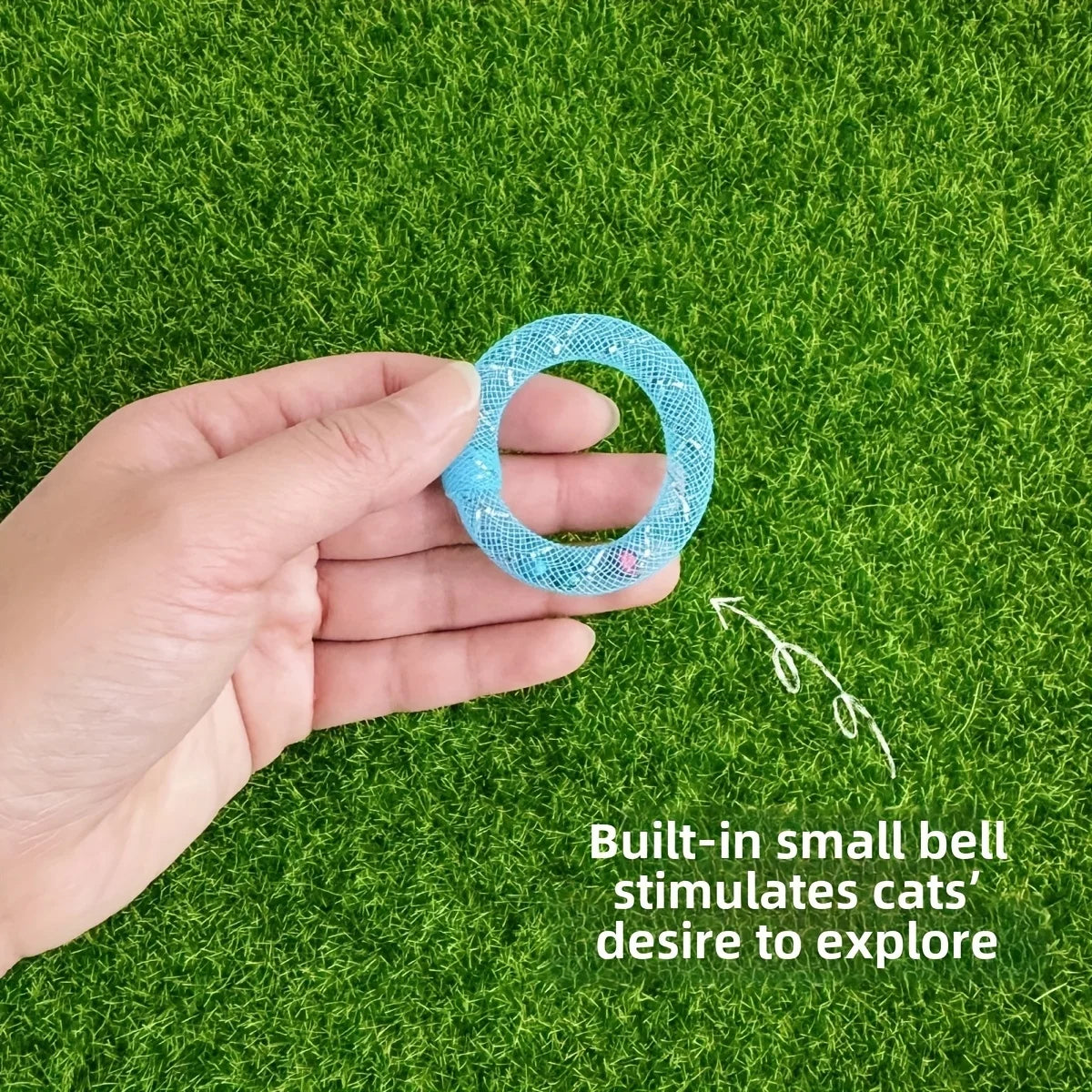 Donut-Shaped Spring Toy with Bell for Cats