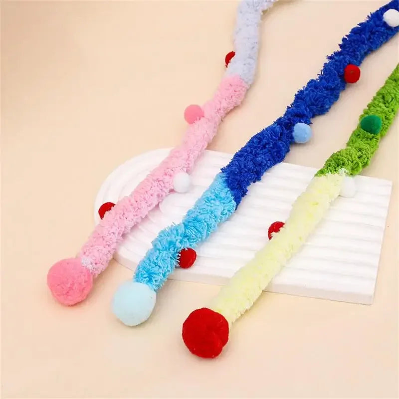 Rainbow Caterpillar Cat Wand Toy with Bell – Interactive Feather Stick