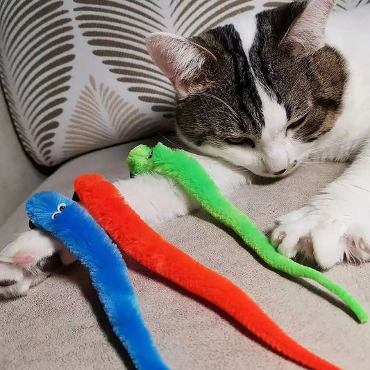 Feather Wand Cat Toy with Bell & Worm String - Interactive Teaser Set