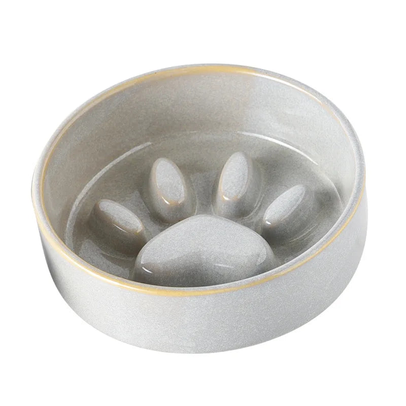 Ceramic Dog Bowl with Slow Feeder & Water Options
