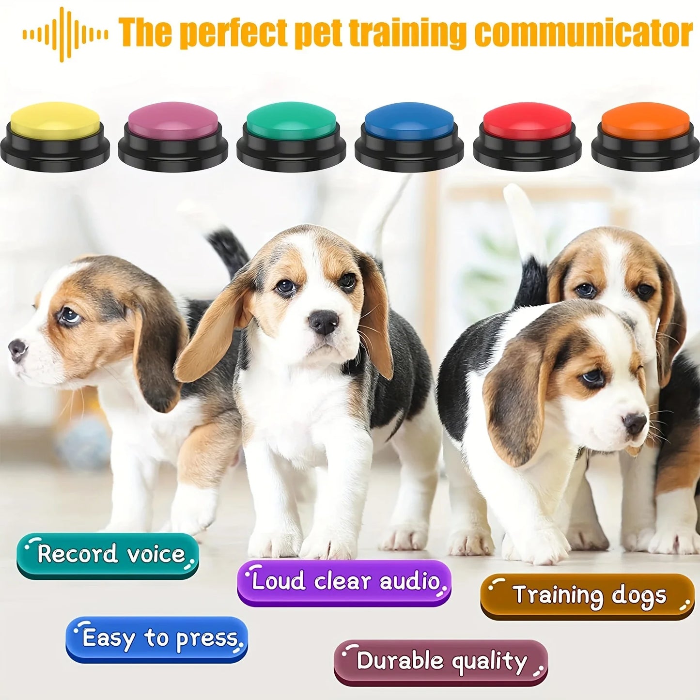 Bouton de communication pour animaux de compagnie - Buzzer vocal enregistrable pour l'entraînement des chiens et des chats