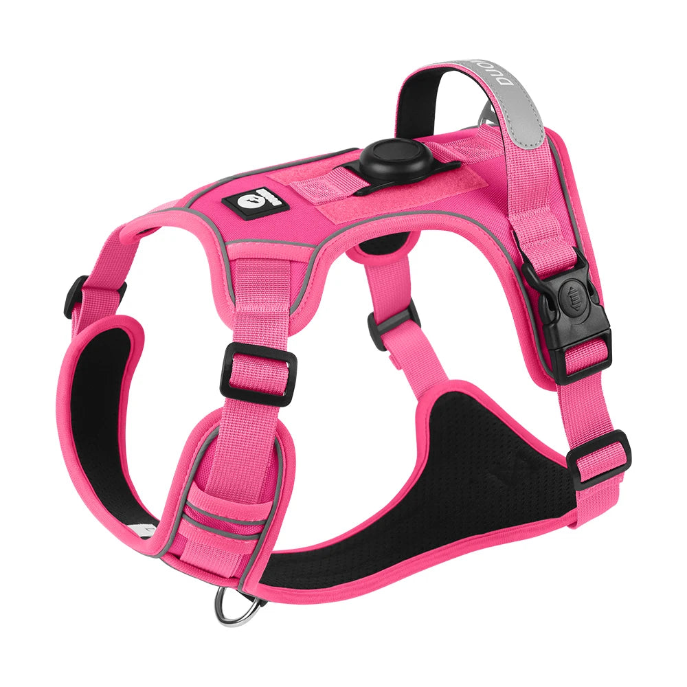 No-Pull Dog Harness with AirTag Holder, Handle & Front Clip — Reflective Padded Vest for Walking & Training