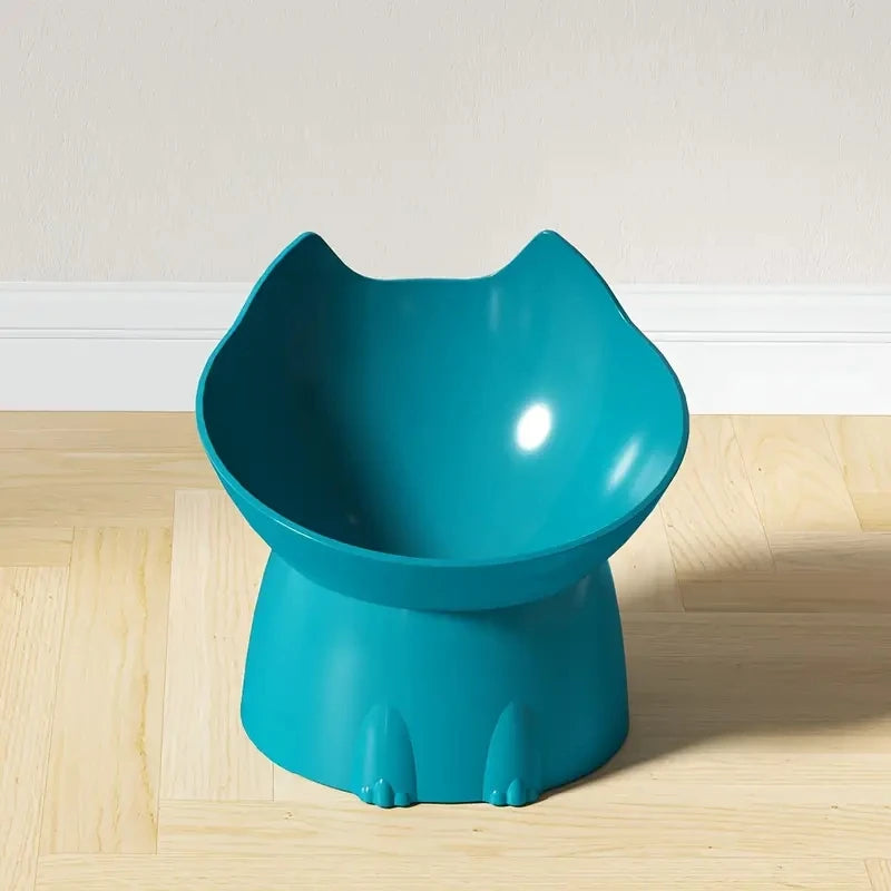 Elevated Cat Bowl - Anti-Tip Raised Feeding Dish with Tilted Design