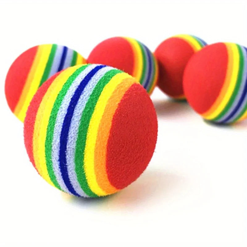 Balles Arc-en-ciel pour Chats - Pack Multiple de Balles Élastiques Silencieuses