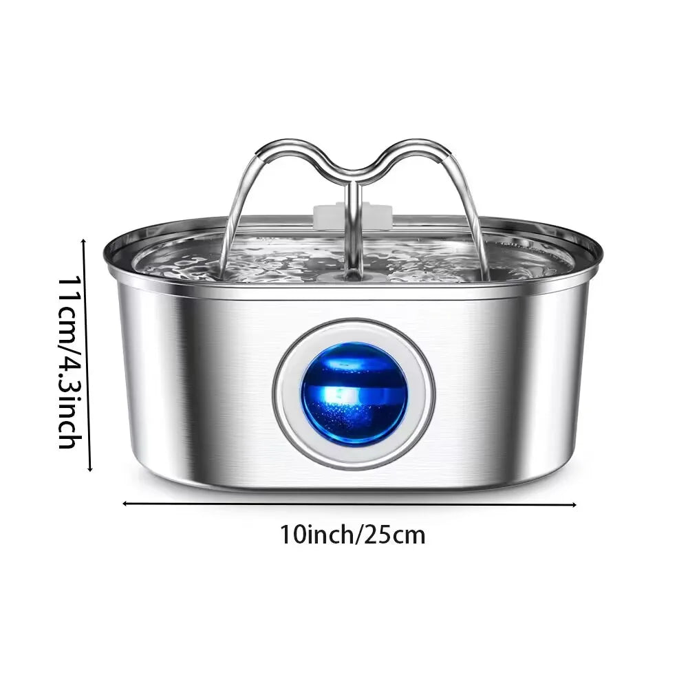 3.2L Stainless Steel USB Pet Water Fountain — Quiet Filter Pump for Cats & Dogs