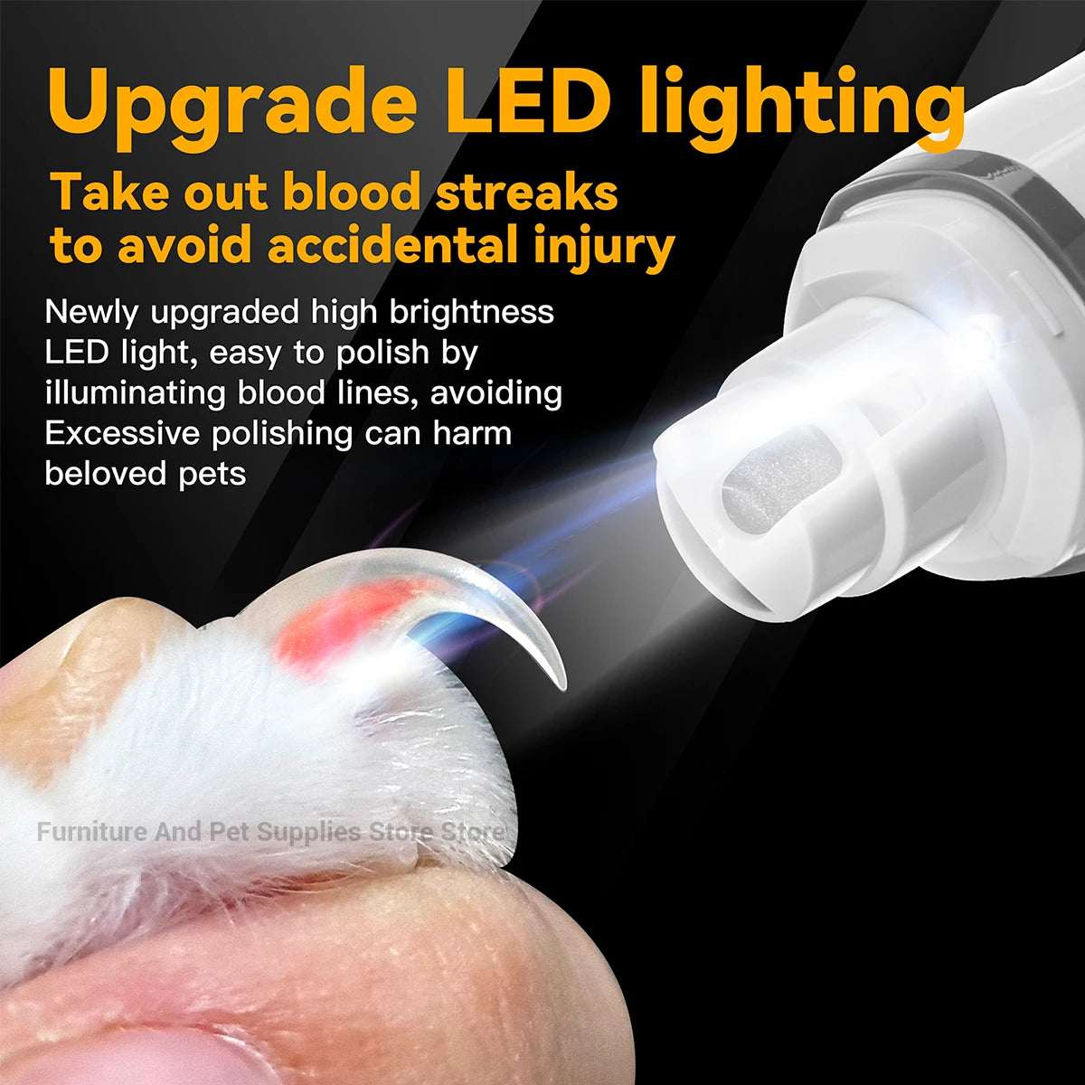 Electric Pet Nail Grinder with LED Light & 3-Speed Control