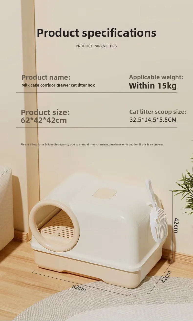 Extra Large Enclosed Self-Cleaning Cat Litter Box — Anti-Splash Foldable Drawer & Odour Control