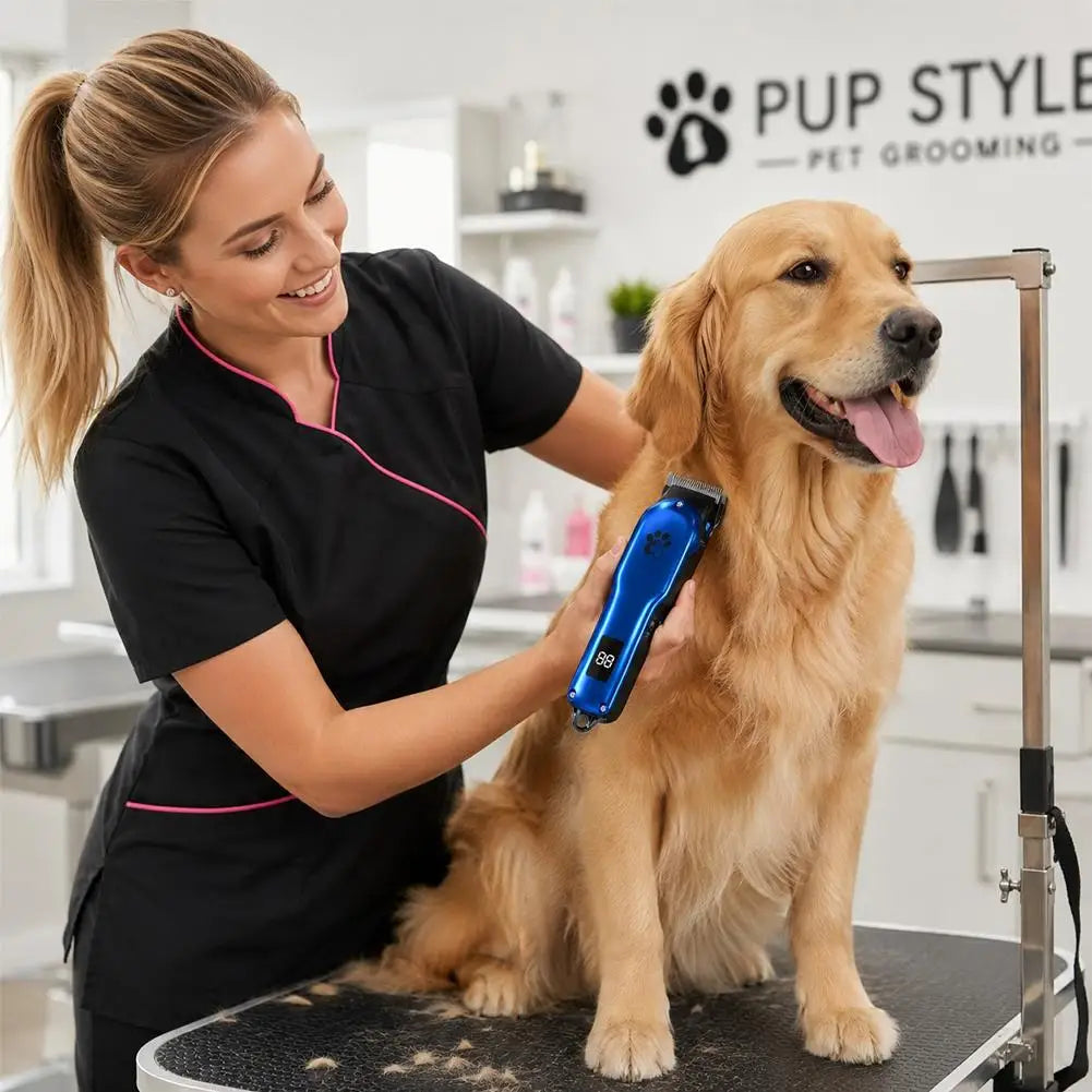 Professional Cordless Pet Grooming Clipper with LCD Display — Ultra-Quiet