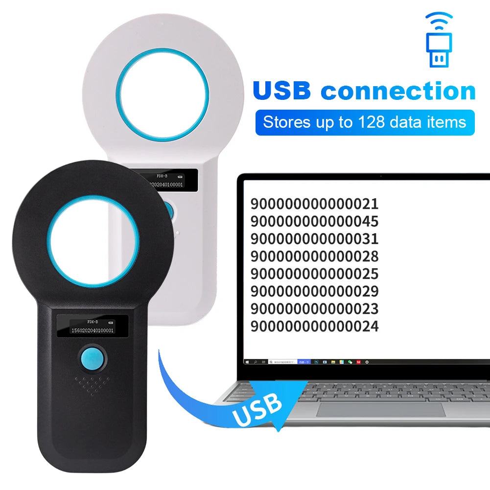 Handheld Pet Microchip Scanner | RFID & EMID Reader with OLED Display